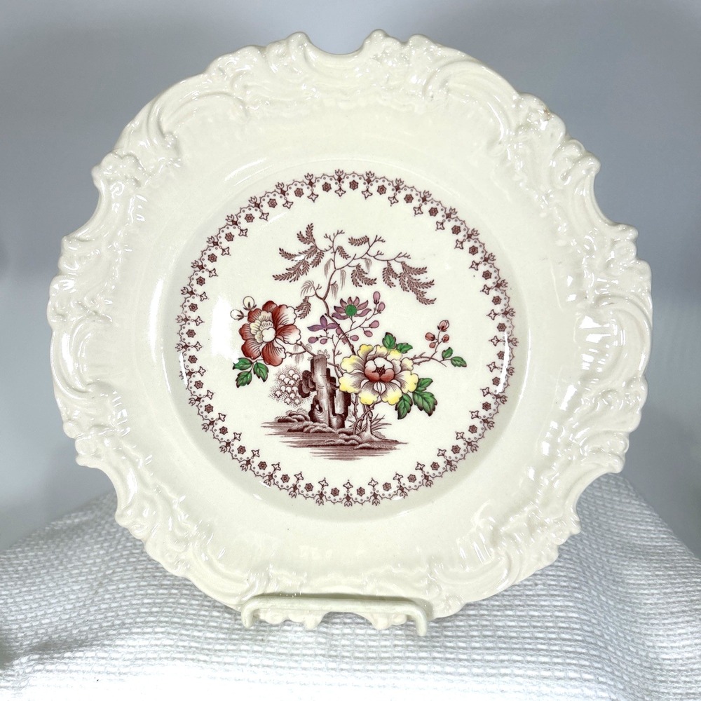 Vtg Royal Doulton E7550 Dinner Plate Ruffled 1940s Hand Painted Transferware